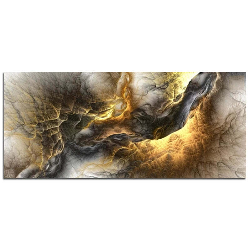 Image of Grey and yellow cloud abstract art oil painting on canvas for modern living room decor