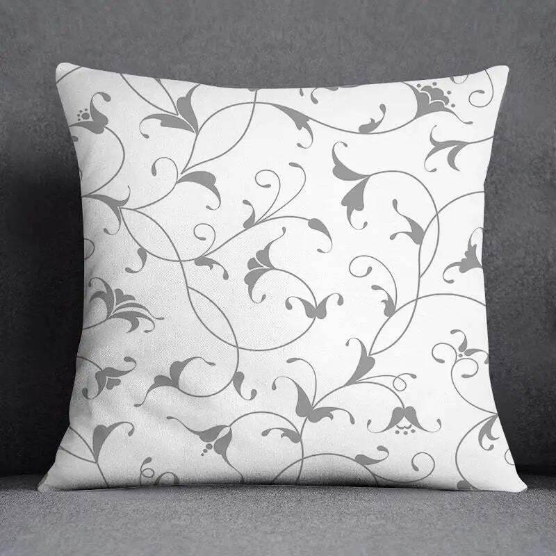 Image of Grey floral pattern decorative pillowcase for home and office decor