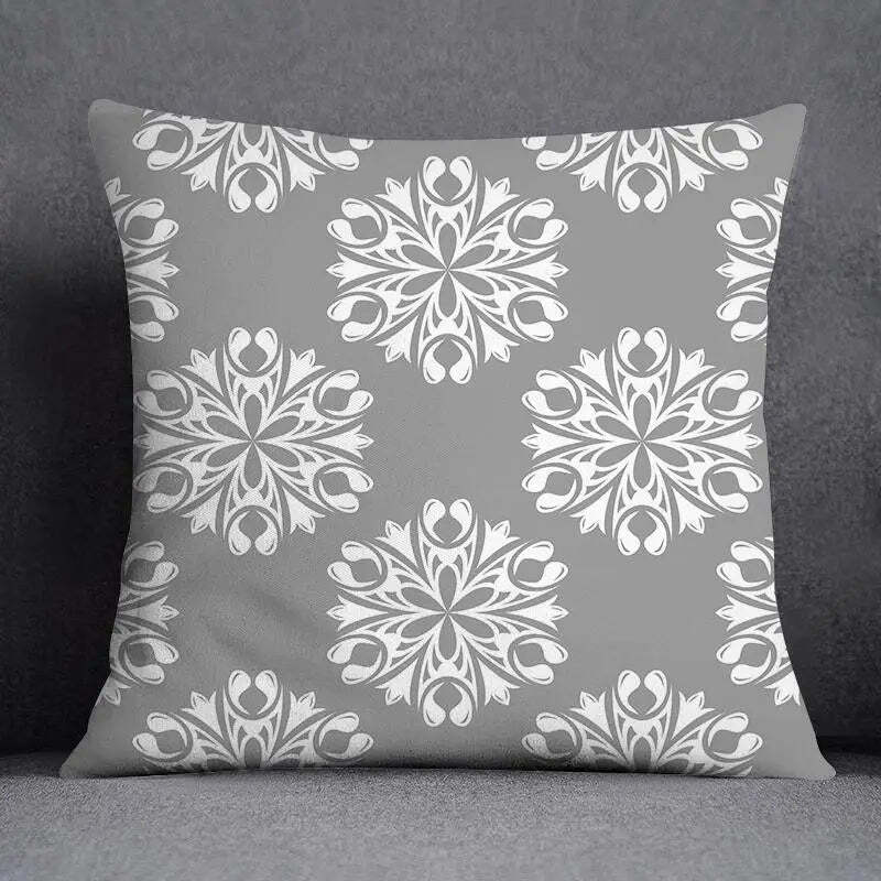 Image of Grey floral pattern decorative pillowcase for home and office decor