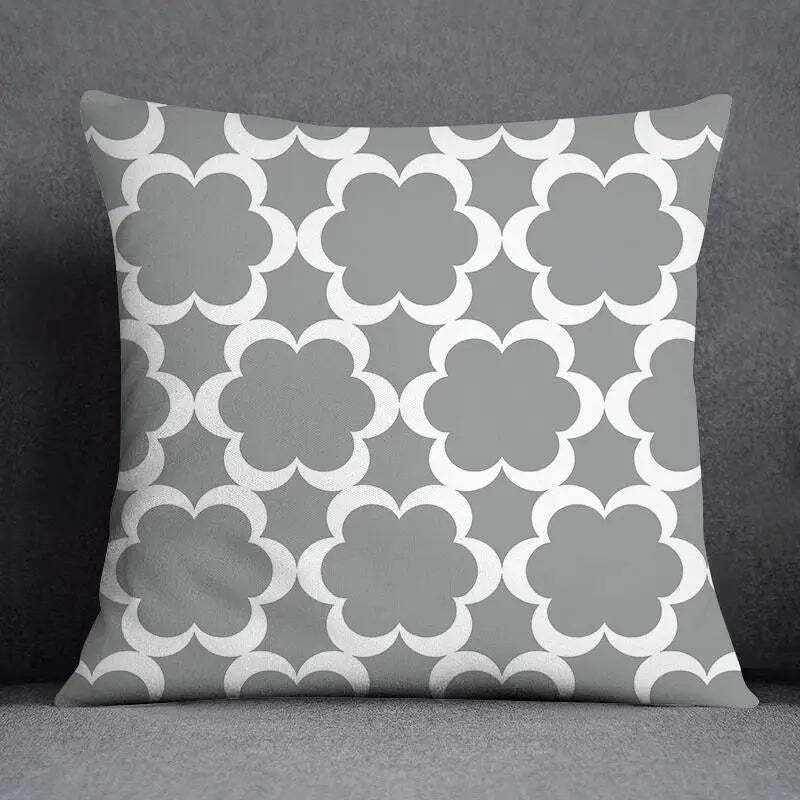 Image of Grey floral pattern decorative pillowcase for home and office decor