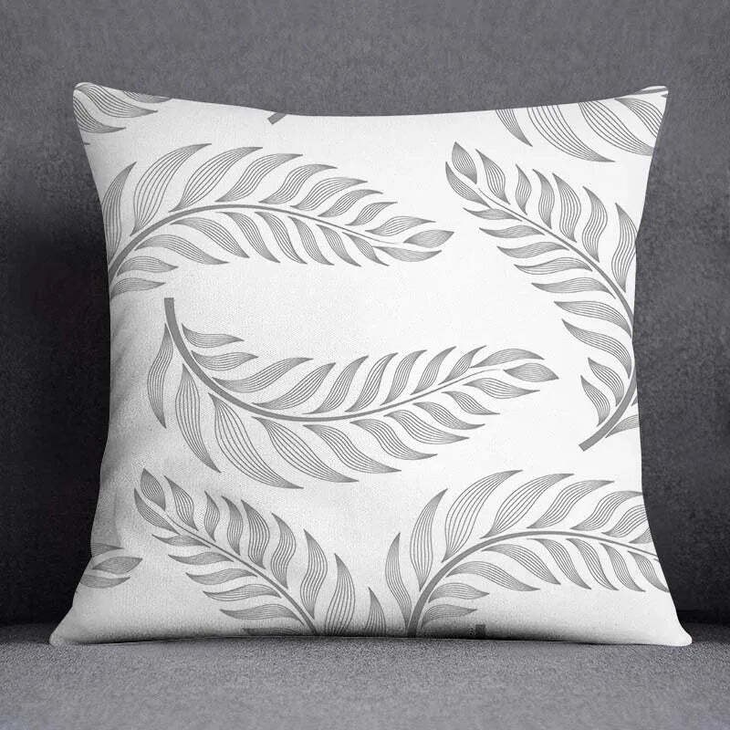 Image of Grey floral pattern decorative pillowcase for home and office decor