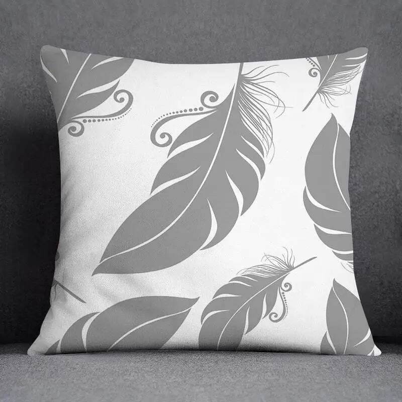 Image of Grey floral pattern decorative pillowcase for home and office decor