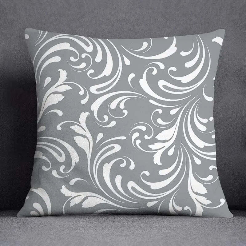 Image of Grey floral pattern decorative pillowcase for home and office decor