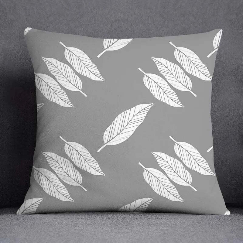 Image of Grey floral pattern decorative pillowcase for home and office decor