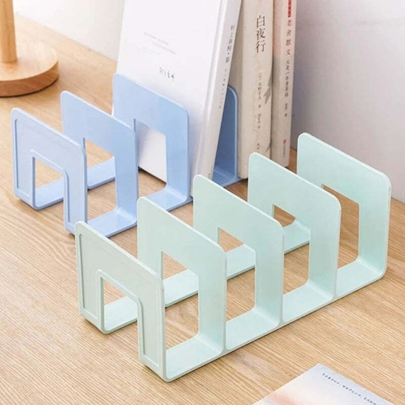 Image of Grid bookends for bookshelves and desktop storage organizer