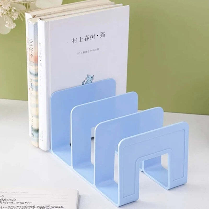 Image of Grid bookends for bookshelves and desktop storage organizer