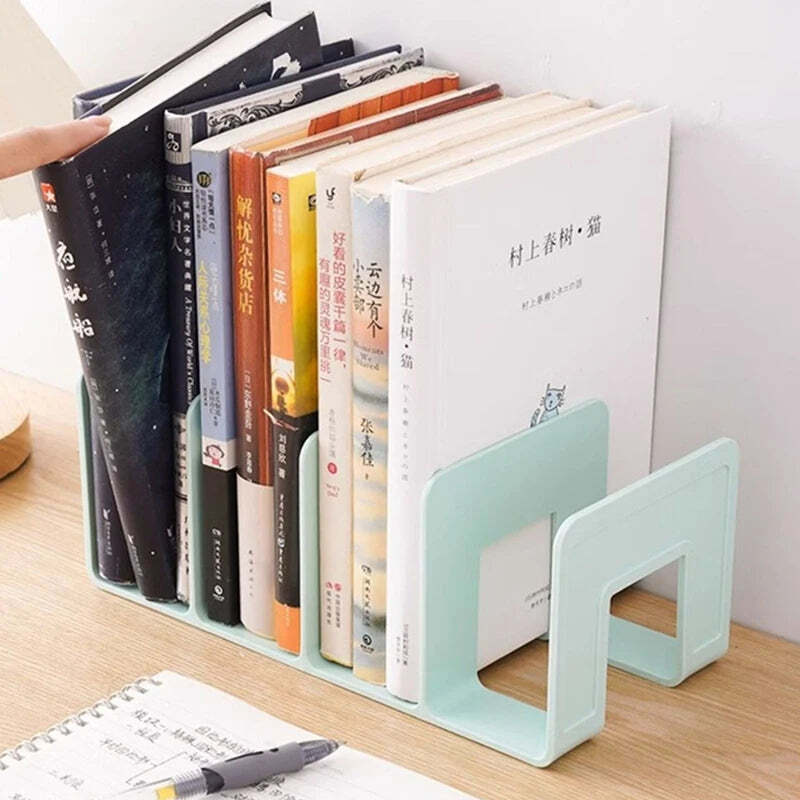 Image of Grid bookends for bookshelves and desktop storage organizer