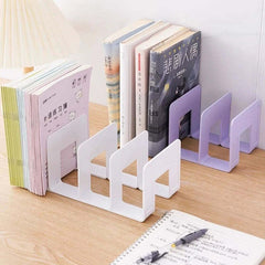 Image of Grid bookends for bookshelves and desktop storage organizer