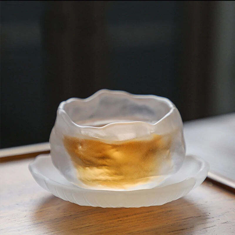 Image of Heat-resistant crystal glass tea cup set with burnt glaze for Kung Fu tea drinking