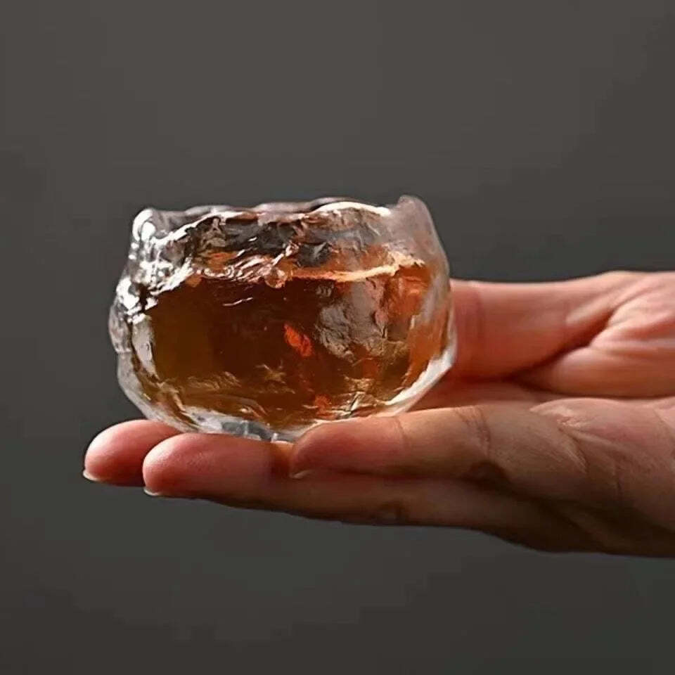 Image of Heat-resistant crystal glass tea cup set with burnt glaze for Kung Fu tea drinking