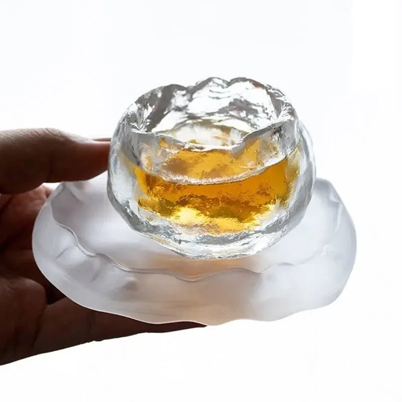 Image of Heat-resistant crystal glass tea cup set with burnt glaze for Kung Fu tea drinking