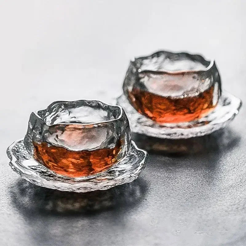 Image of Heat-resistant crystal glass tea cup set with burnt glaze for Kung Fu tea drinking