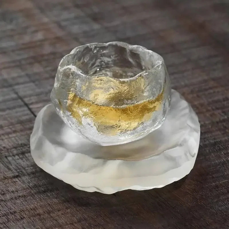 Image of Heat-resistant crystal glass tea cup set with burnt glaze for Kung Fu tea drinking