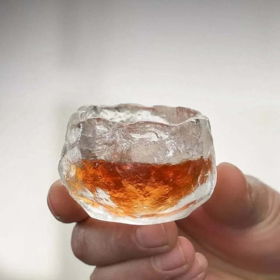 Image of Heat-resistant crystal glass tea cup set with burnt glaze for Kung Fu tea drinking