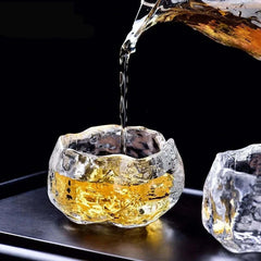 Image of Heat-resistant crystal glass tea cup set with burnt glaze for Kung Fu tea drinking