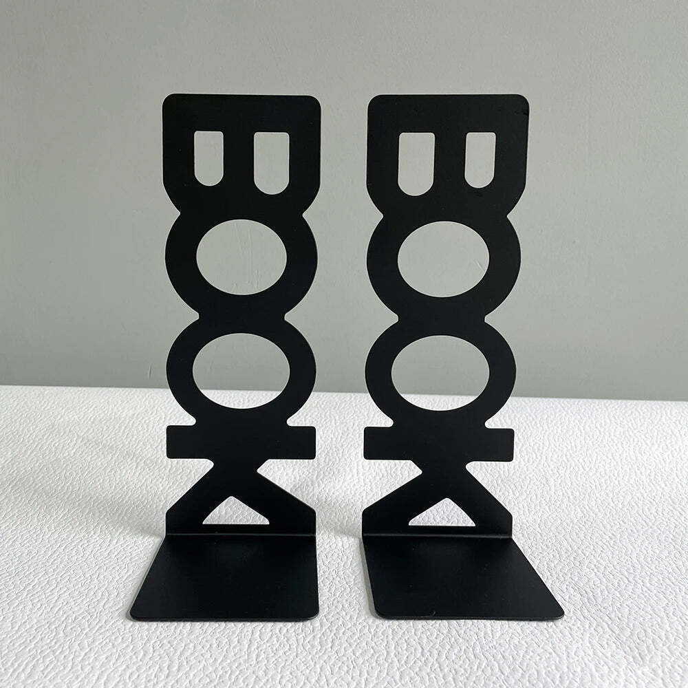 Image of Heavy duty metal bookends for home and office organization