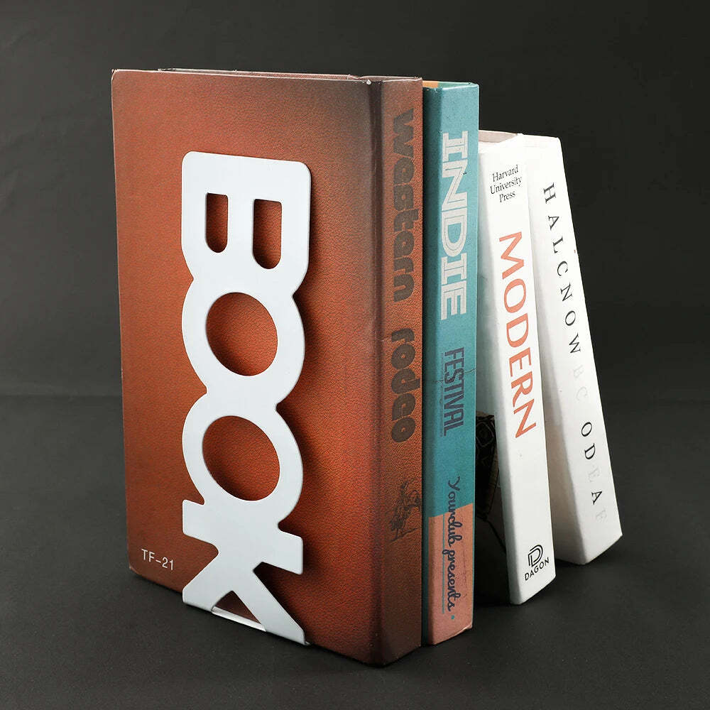 Image of Heavy duty metal bookends for home and office organization