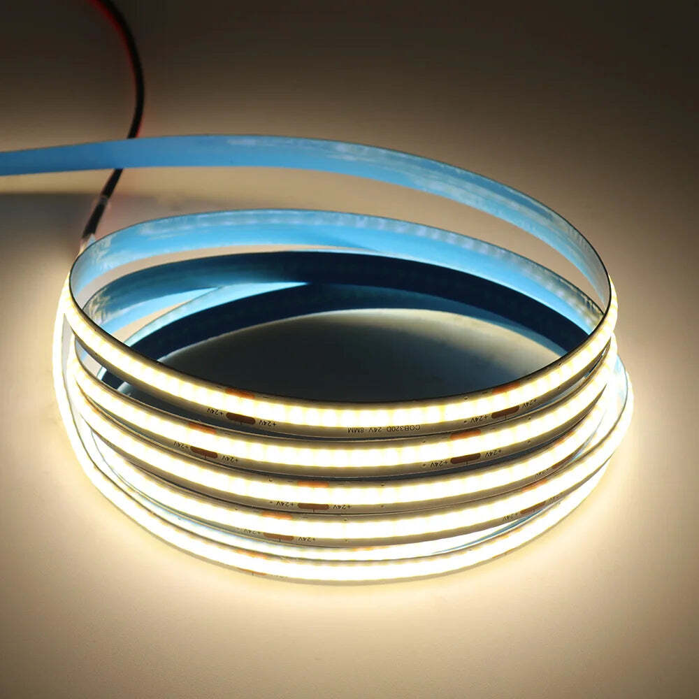 Image of High-density COB strip LED light with 320 LEDs per meter in versatile colors