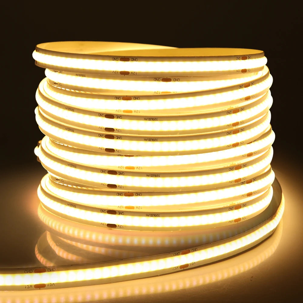 Image of High-density COB strip LED light with 320 LEDs per meter in versatile colors