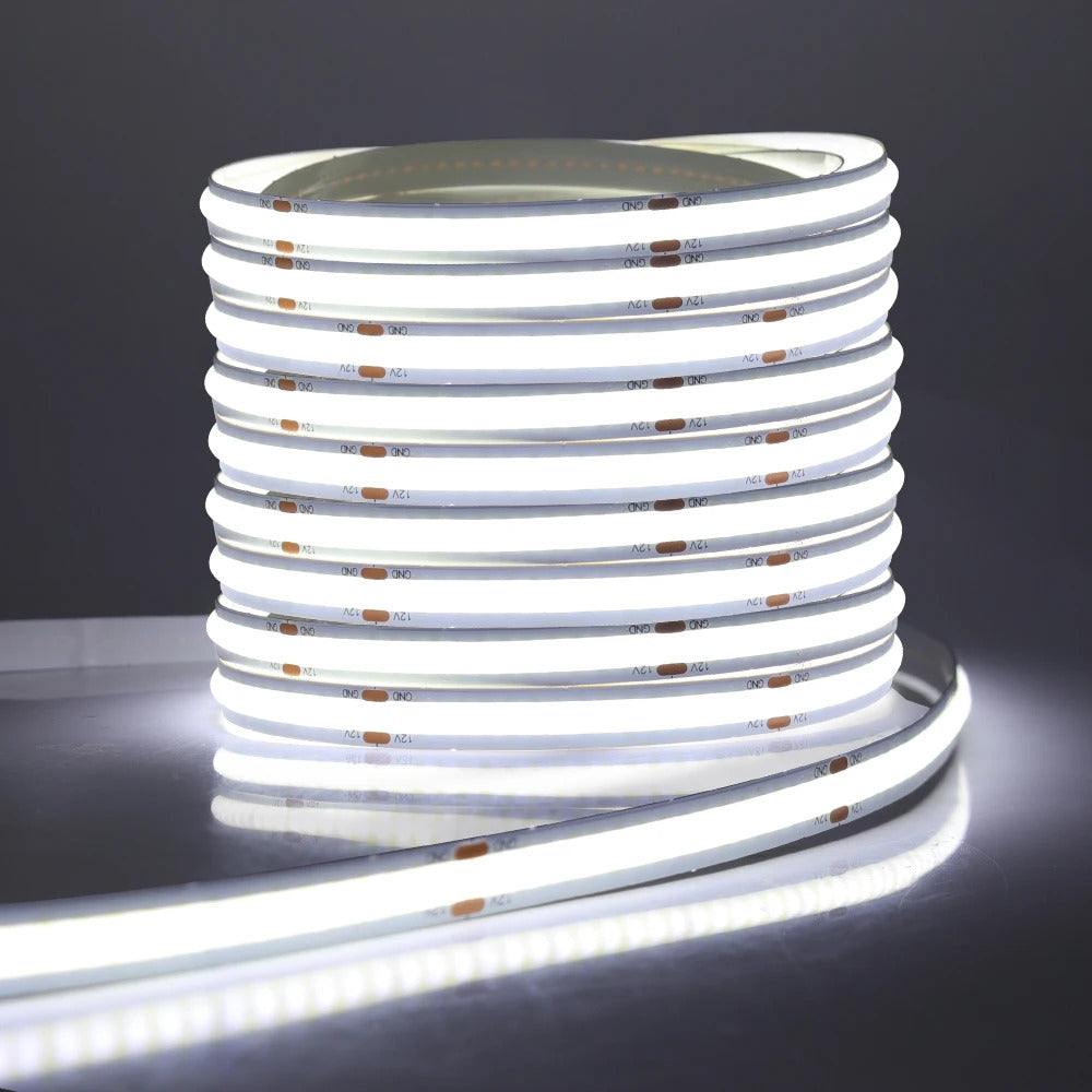 Image of High-density COB strip LED light with 320 LEDs per meter in versatile colors