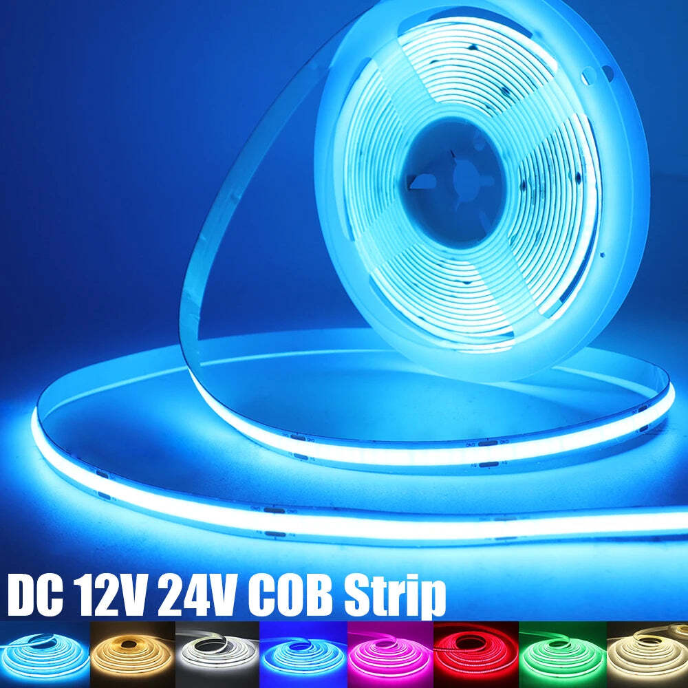 Image of High-density COB strip LED light with 320 LEDs per meter in versatile colors