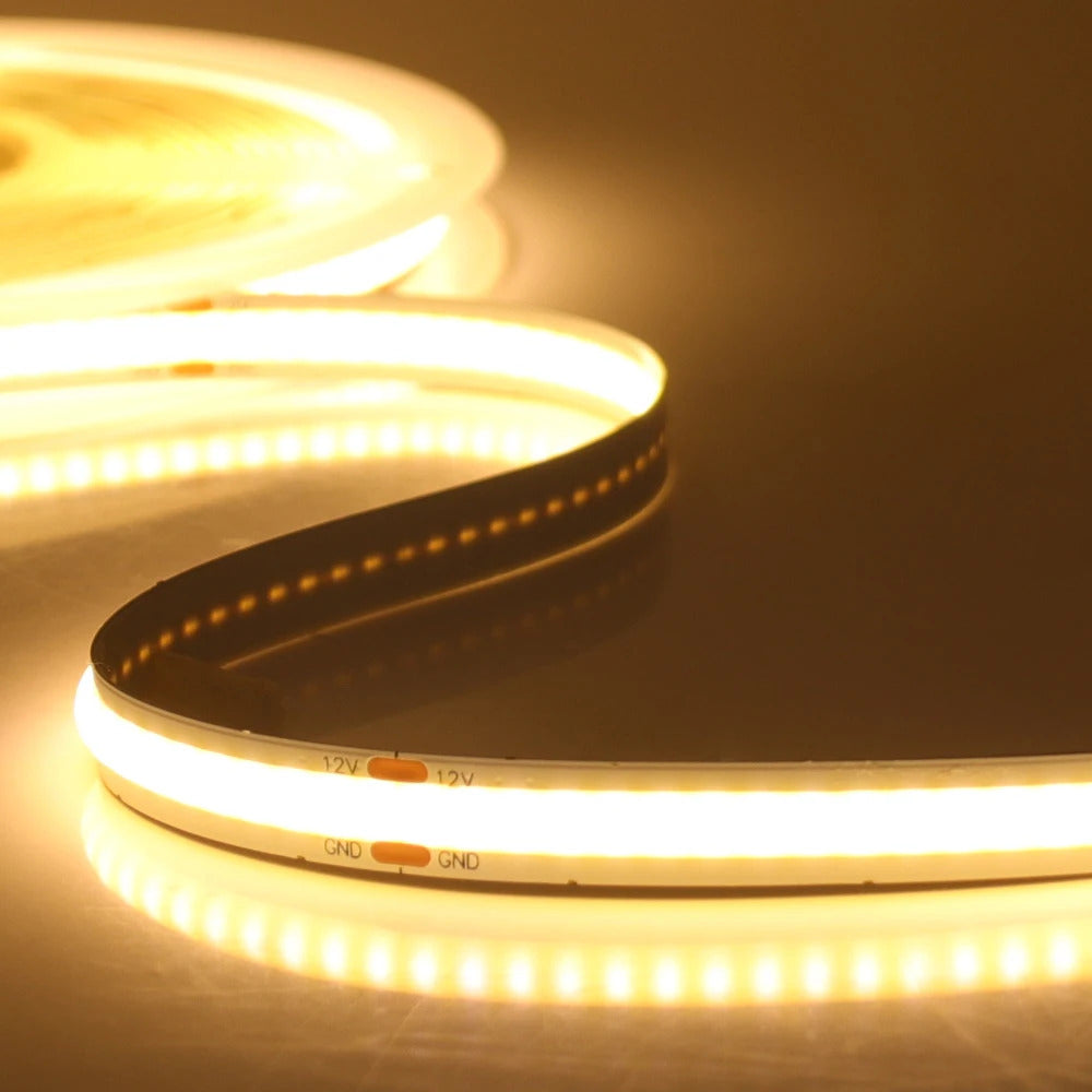 Image of High-density COB strip LED light with 320 LEDs per meter in versatile colors