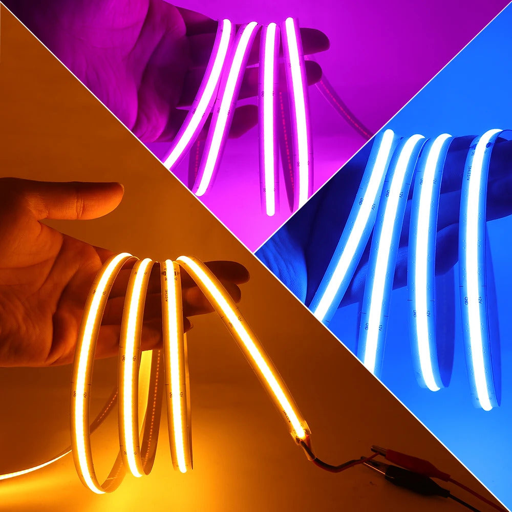 Image of High-density COB strip LED light with 320 LEDs per meter in versatile colors