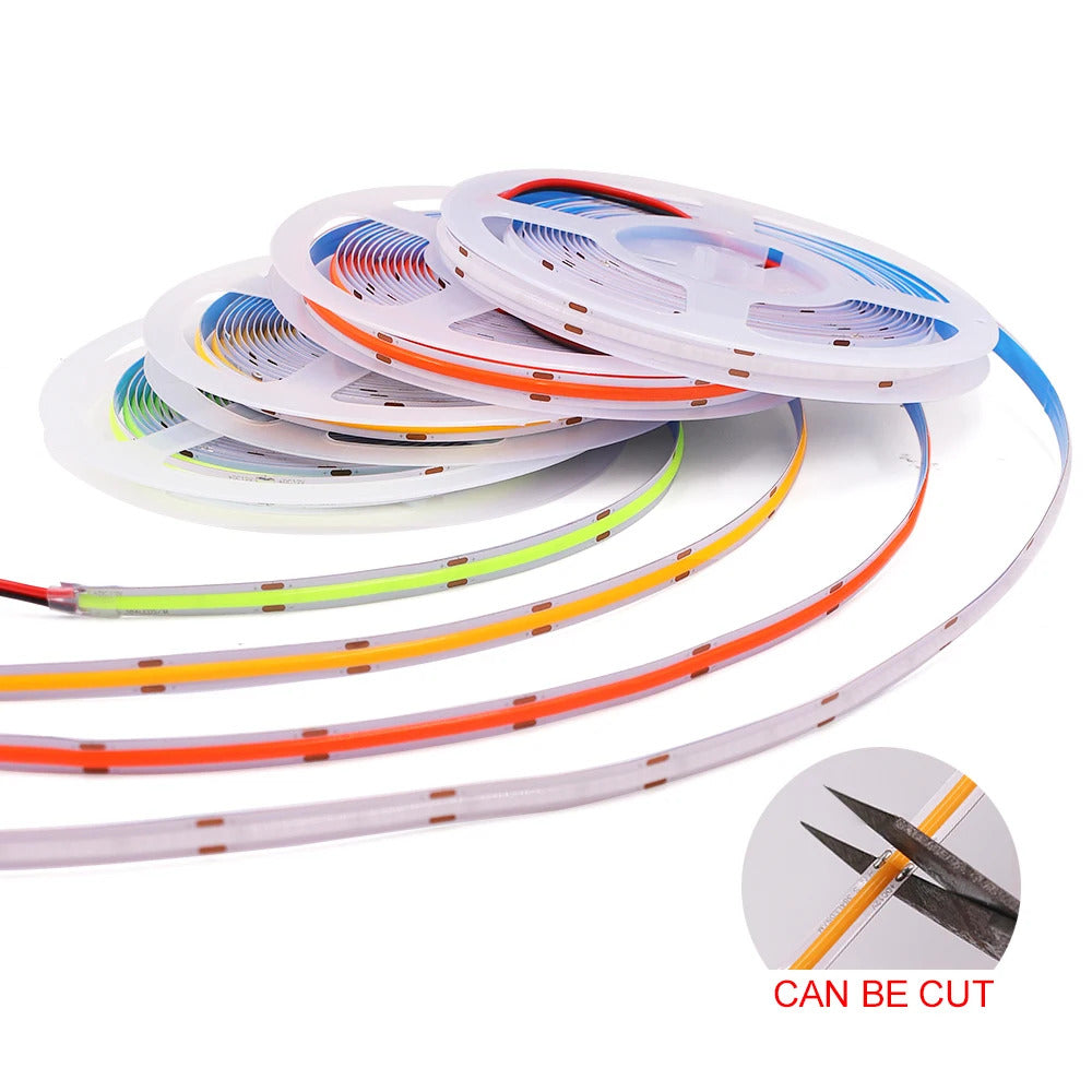 Image of High-density COB strip LED light with 320 LEDs per meter in versatile colors