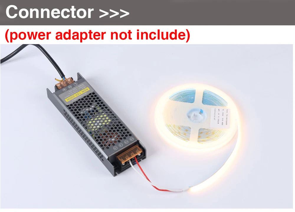 Image of High-density COB strip LED light with 320 LEDs per meter in versatile colors