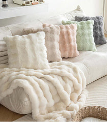 Image of Imitation fur plush throw pillow for cozy comfort and decor