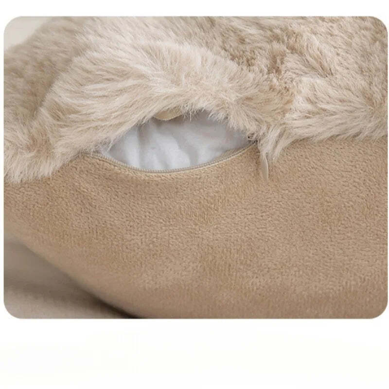 Image of Imitation fur plush throw pillow for cozy comfort and decor