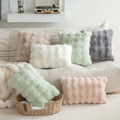 Image of Imitation fur plush throw pillow for cozy comfort and decor