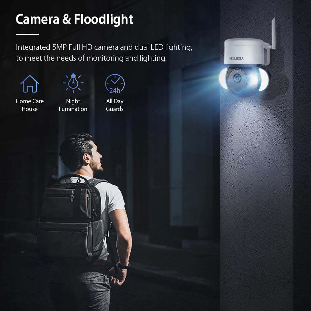 Image of Inqmega 5MP WiFi Tuya camera with night vision and motion detection for outdoor surveillance