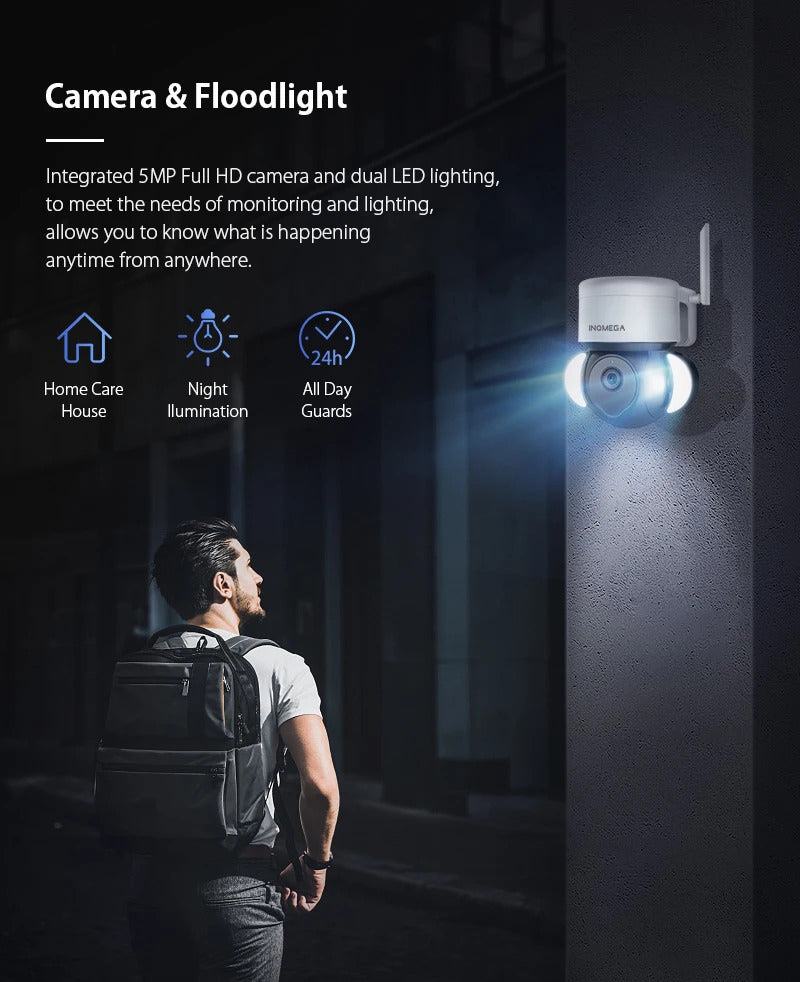 Image of Inqmega 5MP WiFi Tuya camera with night vision and motion detection for outdoor surveillance