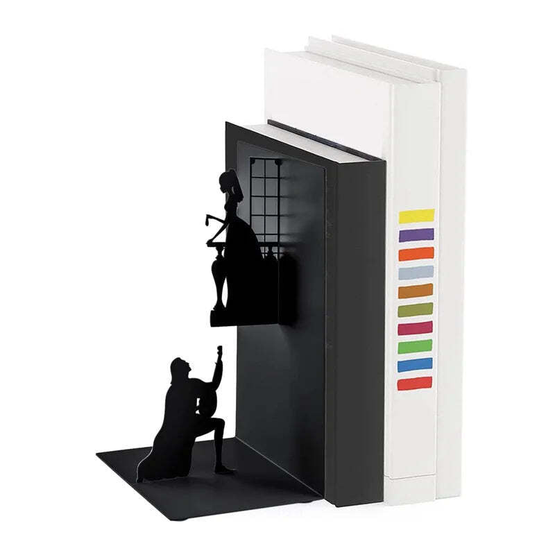 Image of Iron character bookend for modern bookshelf decoration