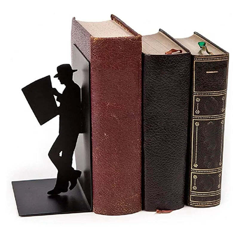 Image of Iron character bookend for modern bookshelf decoration