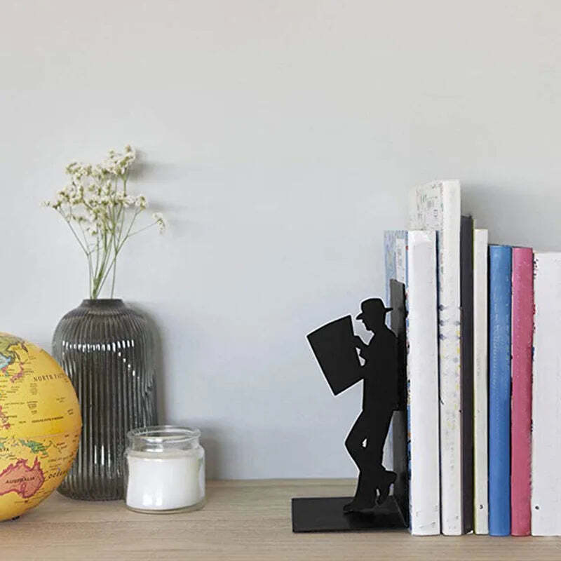 Image of Iron character bookend for modern bookshelf decoration