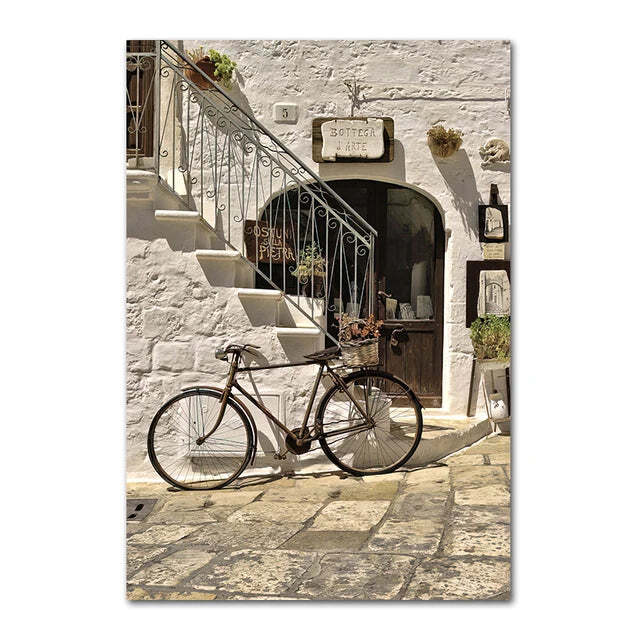 Image of Italian town lemon orange harvest canvas art for home and garden decor