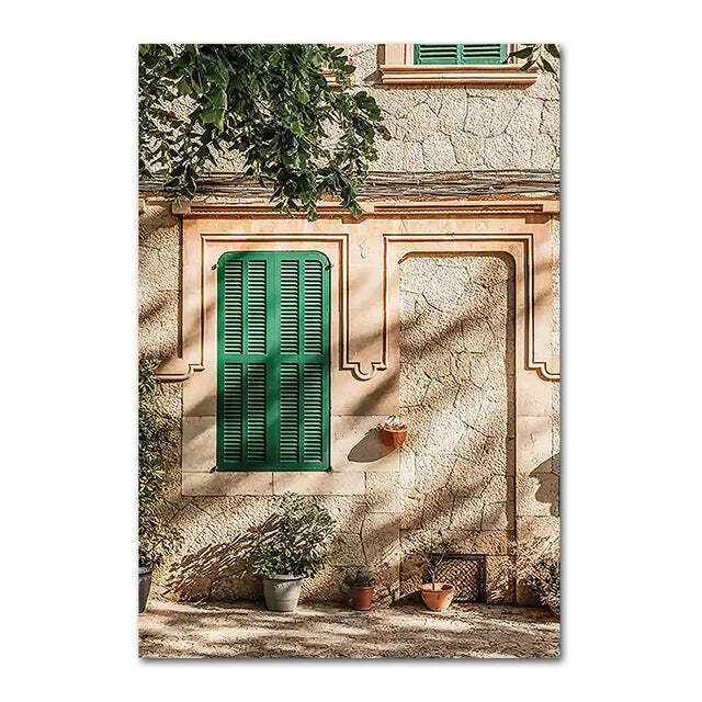 Image of Italian town lemon orange harvest canvas art for home and garden decor