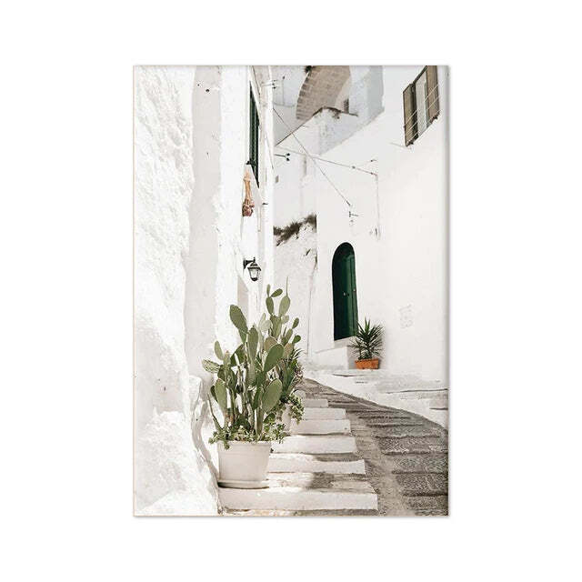 Image of Italian town lemon orange harvest canvas art for home and garden decor