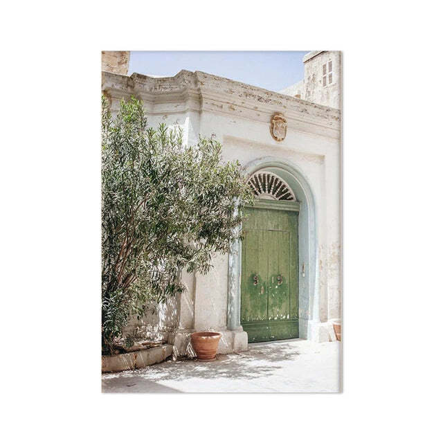 Image of Italian town lemon orange harvest canvas art for home and garden decor