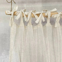 Image of Japanese folk style wrinkled linen texture curtain for balcony and bedroom