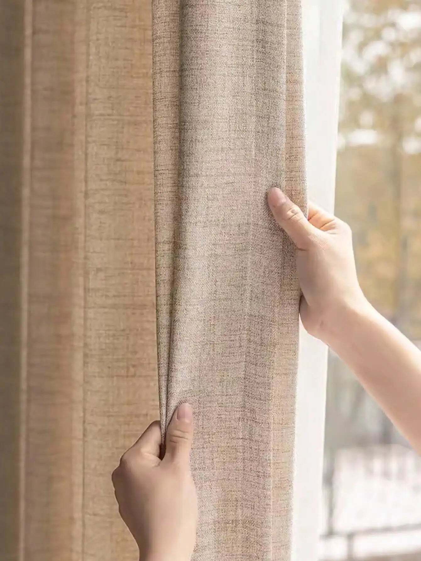 Image of Japanese linen texture window curtain for bedroom and living room