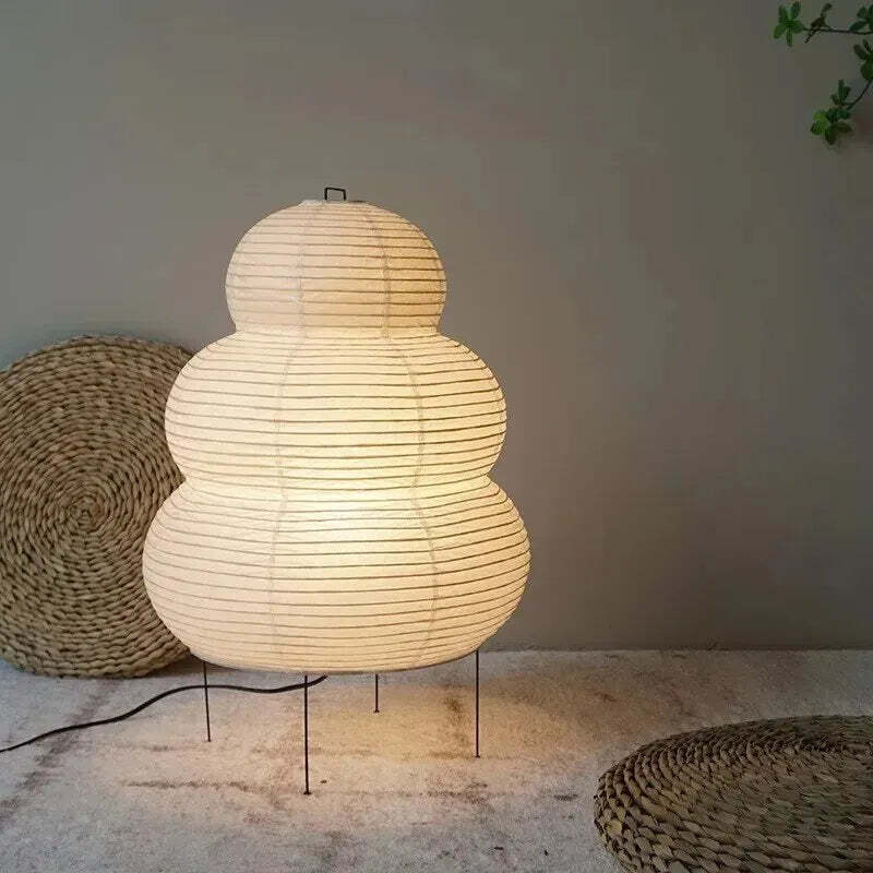 Image of Japanese-style LED rice paper table lamp for living room and hotel bedroom décor