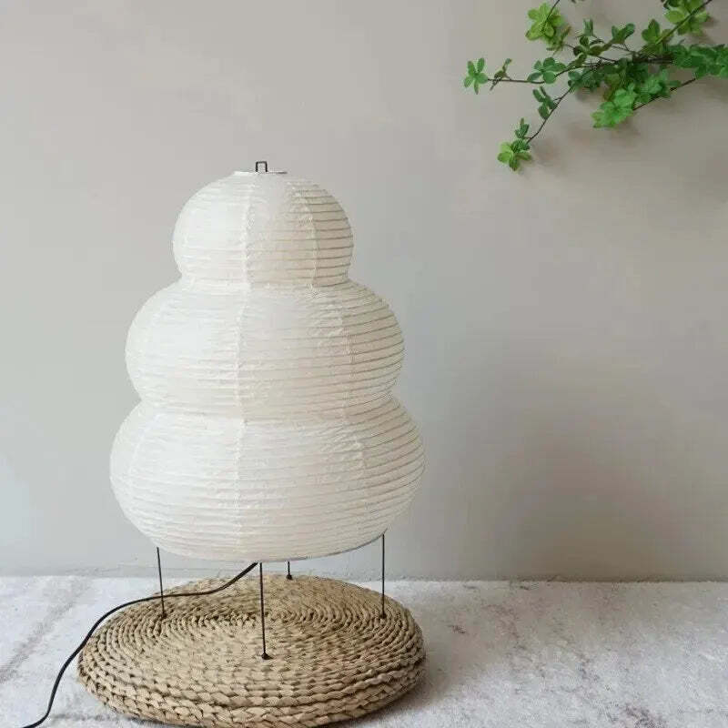 Image of Japanese-style LED rice paper table lamp for living room and hotel bedroom décor