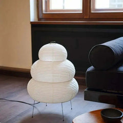 Image of Japanese-style LED rice paper table lamp for living room and hotel bedroom décor