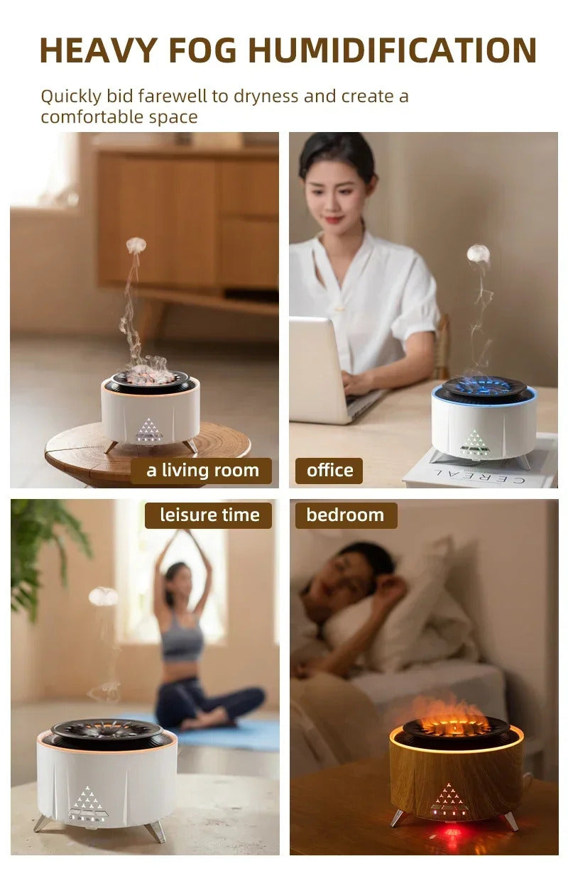 Image of Jellyfish mist aromatherapy diffuser with volcano night light for large rooms