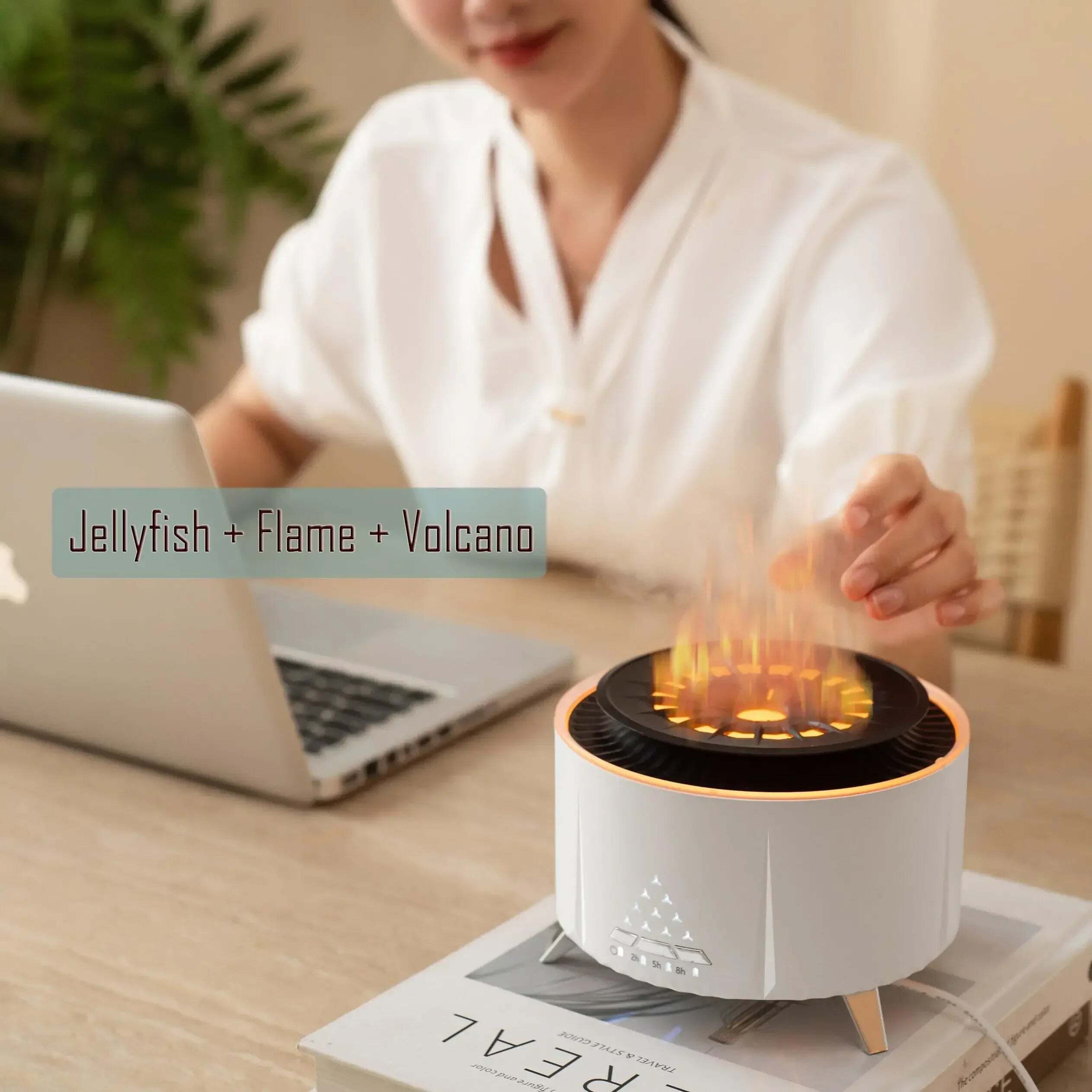 Image of Jellyfish mist aromatherapy diffuser with volcano night light for large rooms