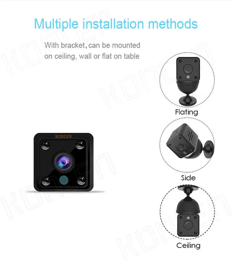 Image of KONLEN Mini Wireless Battery IP Camera with night vision and Google Assistant compatibility