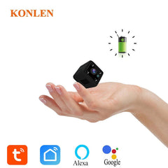 Image of KONLEN Mini Wireless Battery IP Camera with night vision and Google Assistant compatibility